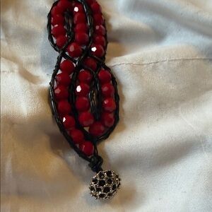 Elegant Red Beaded Pendant Necklace